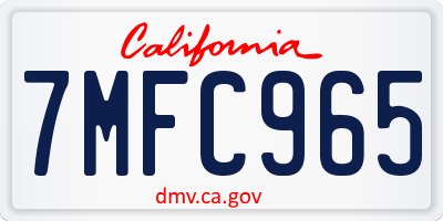 CA license plate 7MFC965