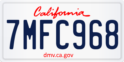 CA license plate 7MFC968