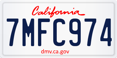 CA license plate 7MFC974
