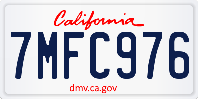 CA license plate 7MFC976