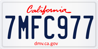 CA license plate 7MFC977