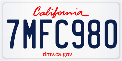 CA license plate 7MFC980