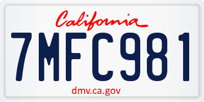 CA license plate 7MFC981