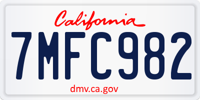 CA license plate 7MFC982