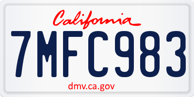 CA license plate 7MFC983