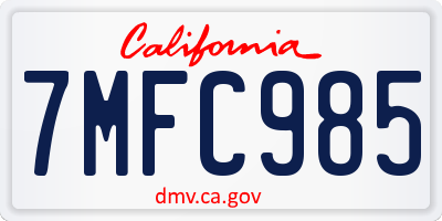 CA license plate 7MFC985