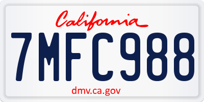 CA license plate 7MFC988