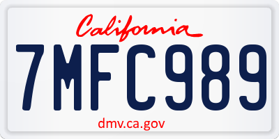 CA license plate 7MFC989