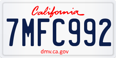 CA license plate 7MFC992