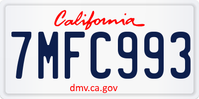CA license plate 7MFC993