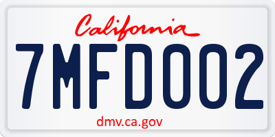 CA license plate 7MFD002
