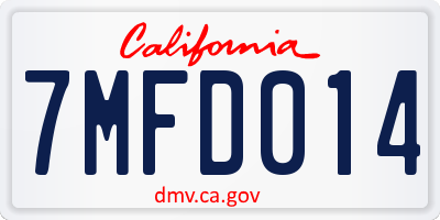 CA license plate 7MFD014