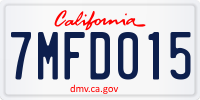 CA license plate 7MFD015