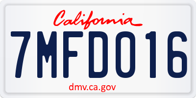 CA license plate 7MFD016