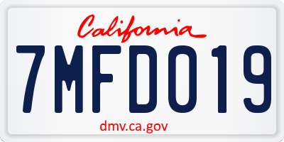 CA license plate 7MFD019