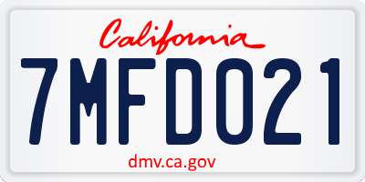 CA license plate 7MFD021