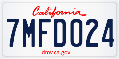 CA license plate 7MFD024