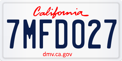 CA license plate 7MFD027