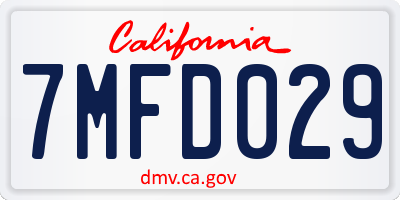 CA license plate 7MFD029