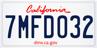 CA license plate 7MFD032