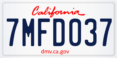 CA license plate 7MFD037