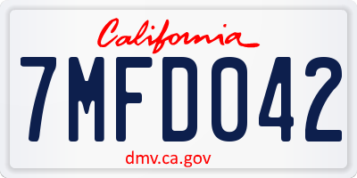 CA license plate 7MFD042
