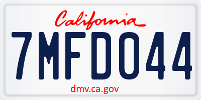 CA license plate 7MFD044