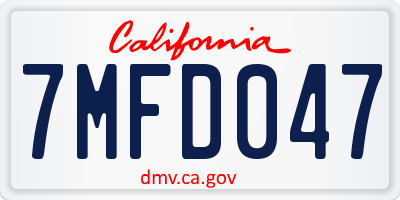 CA license plate 7MFD047