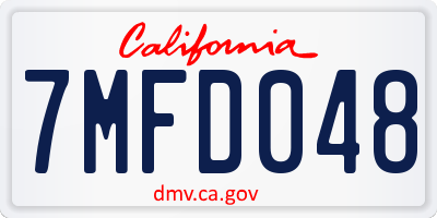 CA license plate 7MFD048