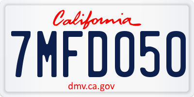 CA license plate 7MFD050