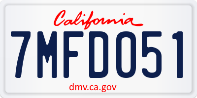 CA license plate 7MFD051