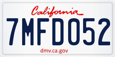 CA license plate 7MFD052