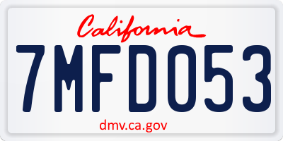 CA license plate 7MFD053