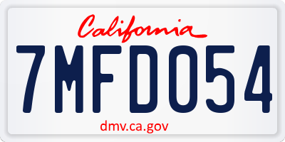 CA license plate 7MFD054