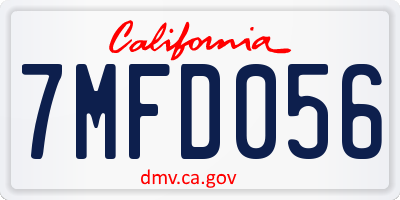 CA license plate 7MFD056