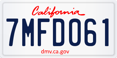 CA license plate 7MFD061