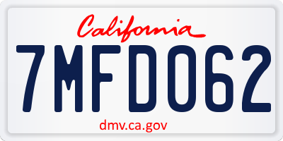 CA license plate 7MFD062