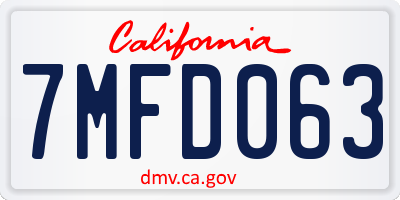 CA license plate 7MFD063