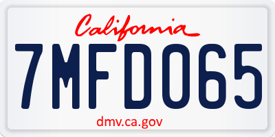 CA license plate 7MFD065