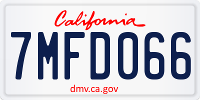 CA license plate 7MFD066