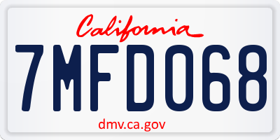 CA license plate 7MFD068