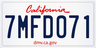 CA license plate 7MFD071