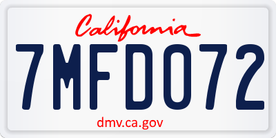 CA license plate 7MFD072
