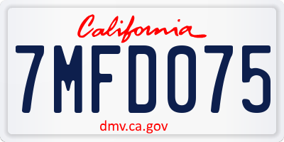 CA license plate 7MFD075