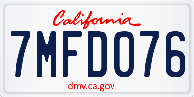 CA license plate 7MFD076