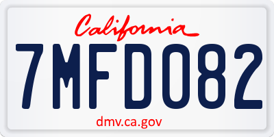 CA license plate 7MFD082