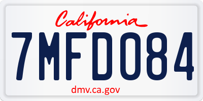 CA license plate 7MFD084