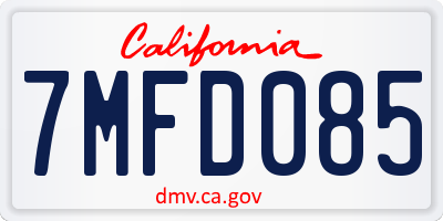 CA license plate 7MFD085