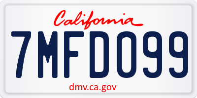 CA license plate 7MFD099