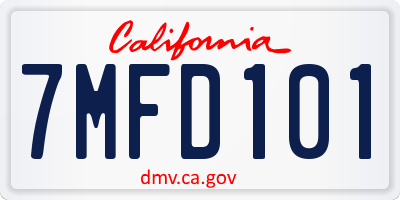 CA license plate 7MFD101